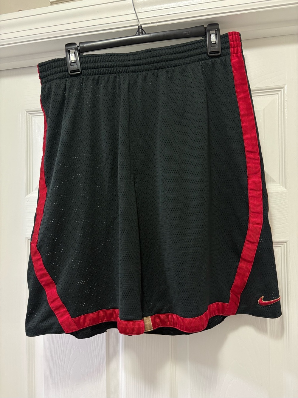 Nike Black Mesh Basketball Shorts with Red & Gold Trim
